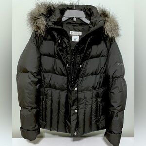 Columbia Women’s Black Puffer Jacket with Removable Faux Fur Trim